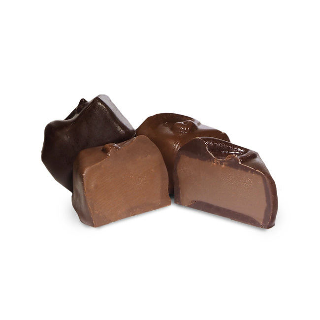 Chocolates available with seven different flavored centers: pecan, tangerine, coffee, raspberry, mint, Irish cream, butter rum Bulk Mixed Meltways Handmade Gourmet Chocolates in Milwaukee